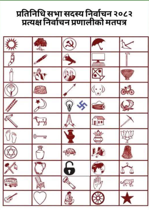 मतपत्रको नमुना - चिम बत्ती चिन्ह